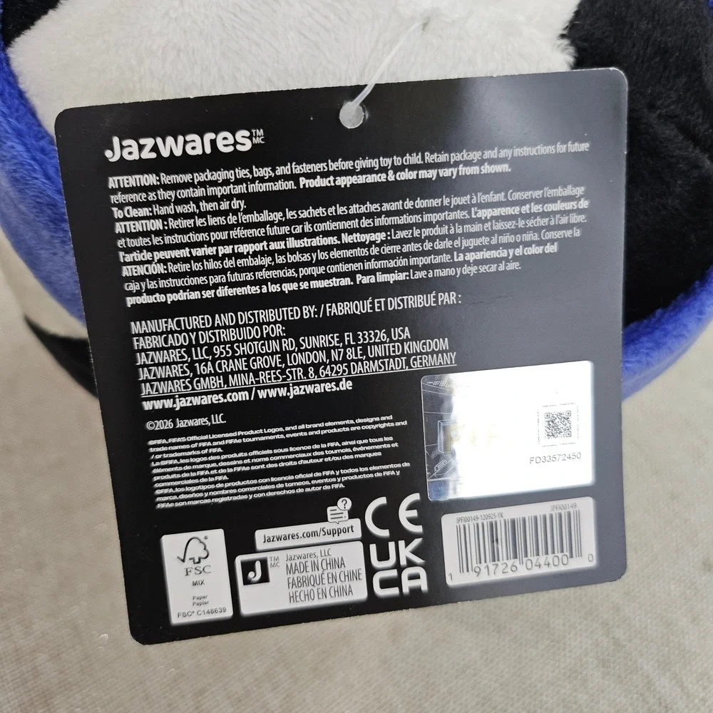 Jazwares FIFA World Cup 2026 France Fan Plush Soccer Ball Toy NWT Collectible